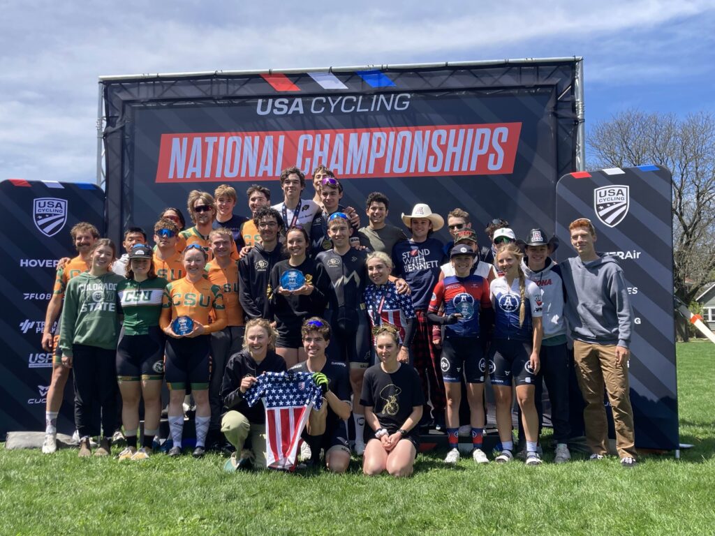 cycling teams on the podium with Arizona third